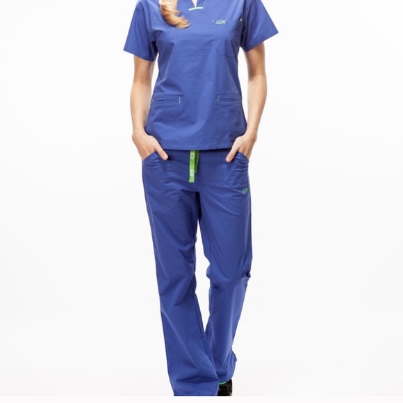 IGUANA MED SCRUB TOP STRETCH BLUE SCRUBS TOP S IGUANAMED SCRUBS 🦎 - Picture 12 of 15